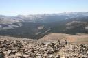 Jensen and Kent heading down Mt. Data towards Tioga Pass