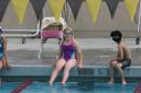 Erin waiting to swim