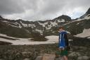 Kent climbing to the snow above Lake Navajo